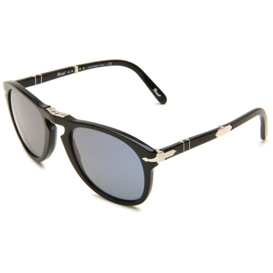 ブランド雑貨総合 ペルソール メンズ用サングラス Persol Steve McQueen Sunglasses PO714SM 95/56 52mm Black / Blue Lens サングラス