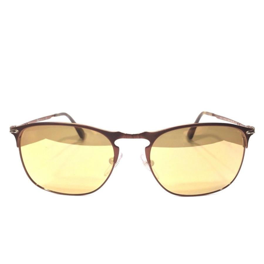 値下 ペルソール メンズ用サングラス PERSOL 7359 1072/W4 Bronze Brown Mirrored Lens Pilot Sunglasses (MSRP $360)