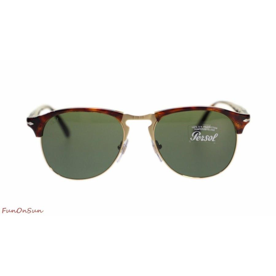 ãã«ã½ã¼ã« ã¡ã³ãºç¨ãµã³ã°ã©ã¹ Persol Men's Sunglasses PO8649 24/31 Havana Gold/Green Lens Aviator Authentic