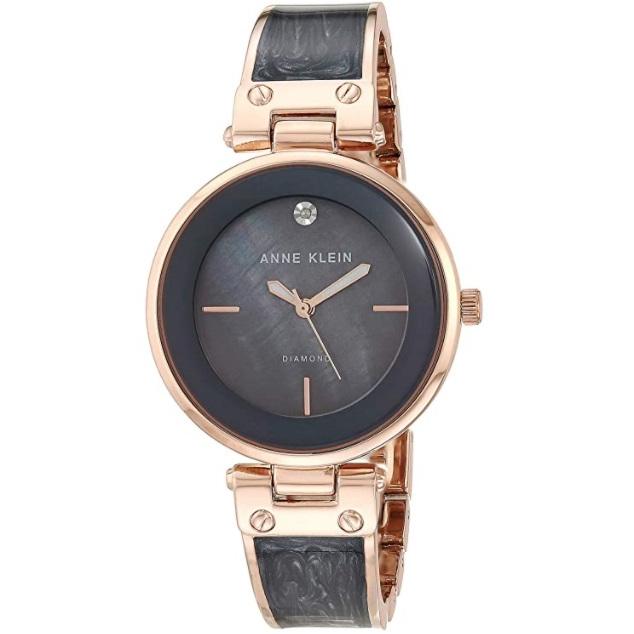 アンクライン レディース用腕時計 Anne Klein Rose Goldtone and Grey Marble Bangle Watch, AK/2512GYRG