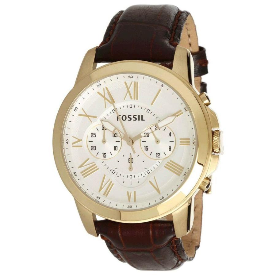 【超歓迎された】 Grant FS4767 Fossil メンズ用腕時計 フォッシル Brown Watch Strap Leather 腕時計