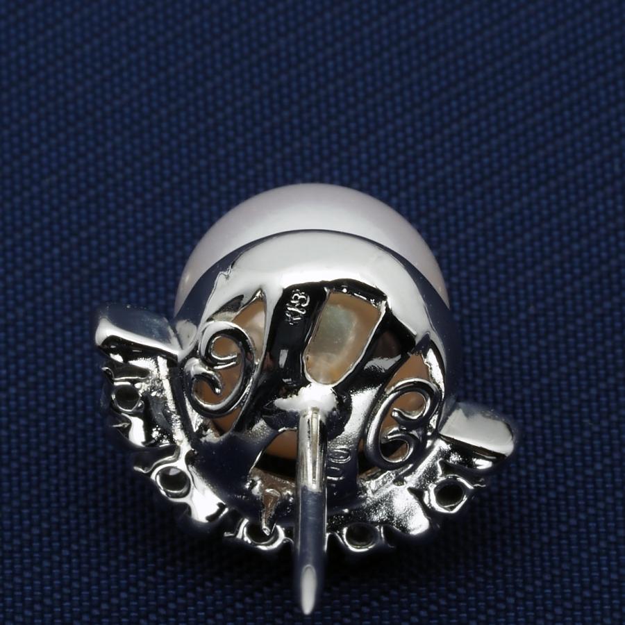 あこや真珠　パール　k18 ピン ブローチ K18WG アコヤ本真珠 ピンブローチ 0.05ct天然ダイヤ付き