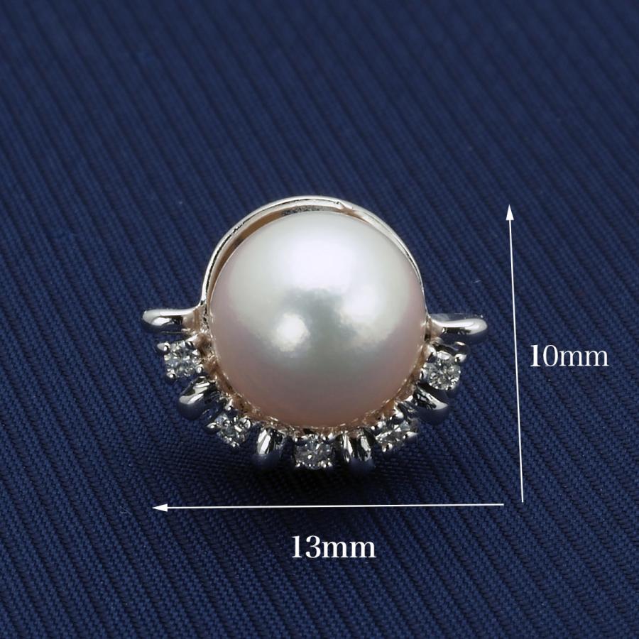 あこや真珠　パール　k18 ピン ブローチ K18WG アコヤ本真珠 ピンブローチ 0.05ct天然ダイヤ付き