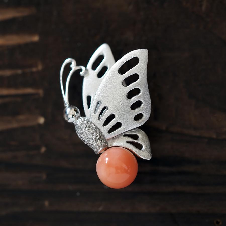 K14wg 深海珊瑚 バタフライ ピンブローチ 天然ダイヤ付き 14金 ホワイトゴールド さんご サンゴ 小ぶり かわいい Br 6tle パール 珊瑚ジュエリー K Jewel 通販 Yahoo ショッピング