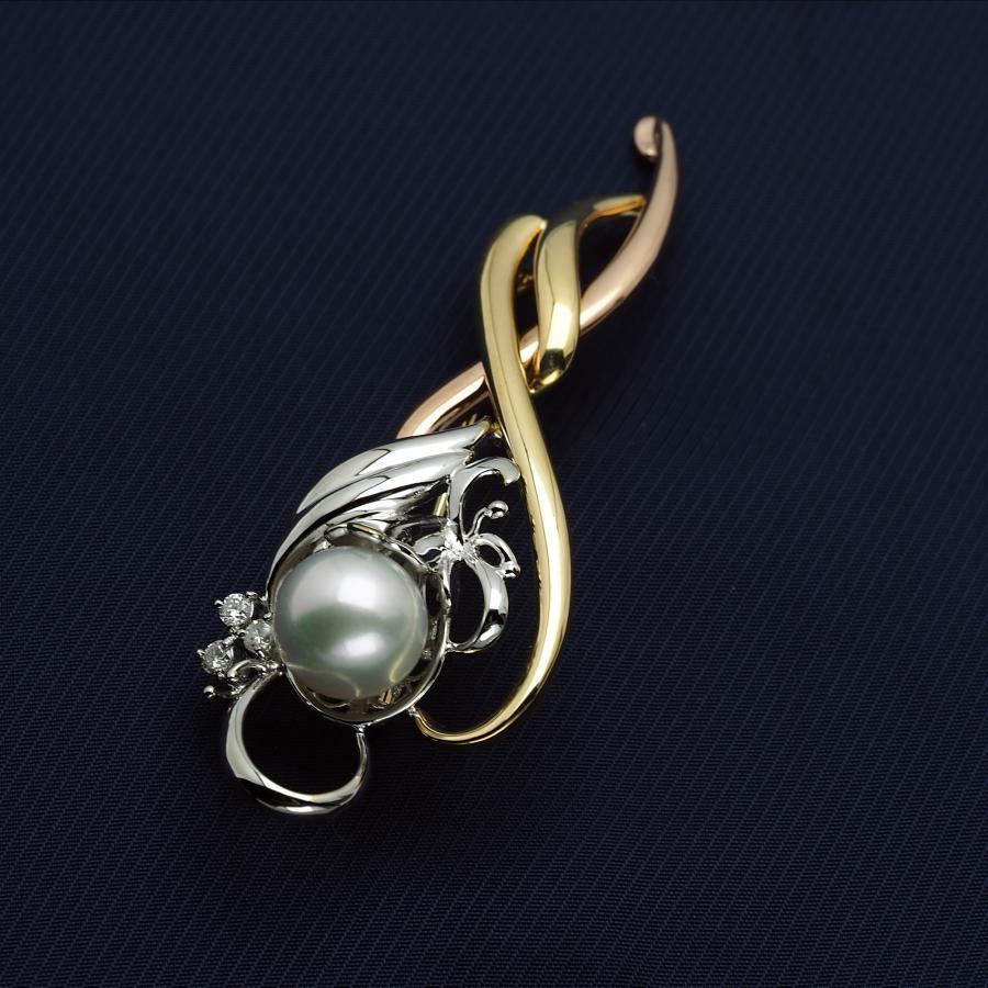K18ブローチ、トップ南洋ゴールド パール付き K18ブローチ、トップ南洋ゴールド パール付き K18ブローチ、トップ南洋