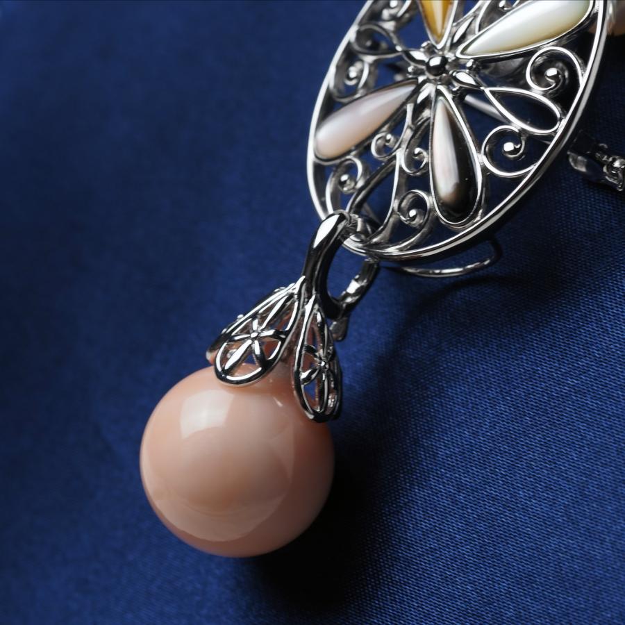 シルバー925 深海珊瑚 クリッカーペンダント ブローチ 16mm up ピンク 
