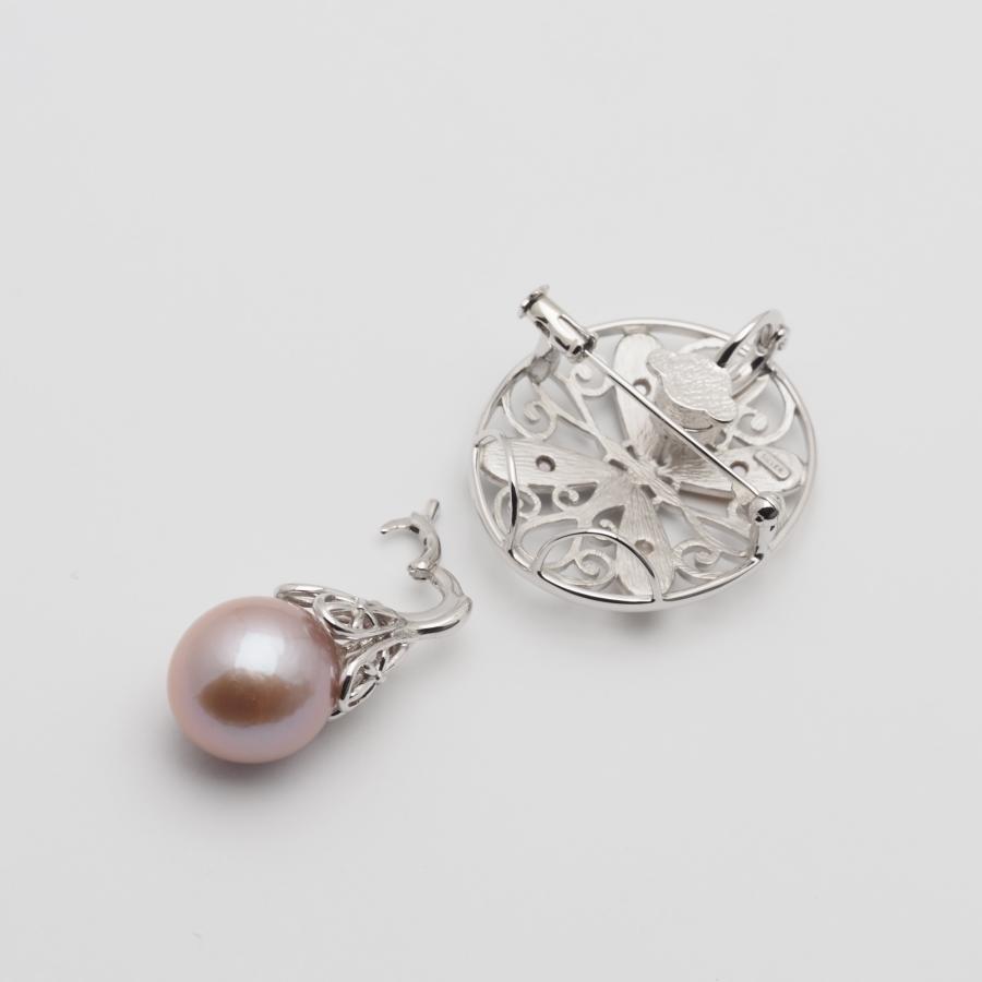 K18YG 有核淡水真珠 ナチュラルラベンダー チャーム