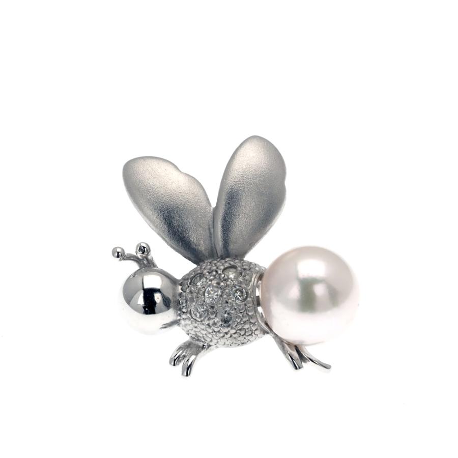 K14WG ダイヤ ピンブローチ タイタック 14金 ホワイトゴールド