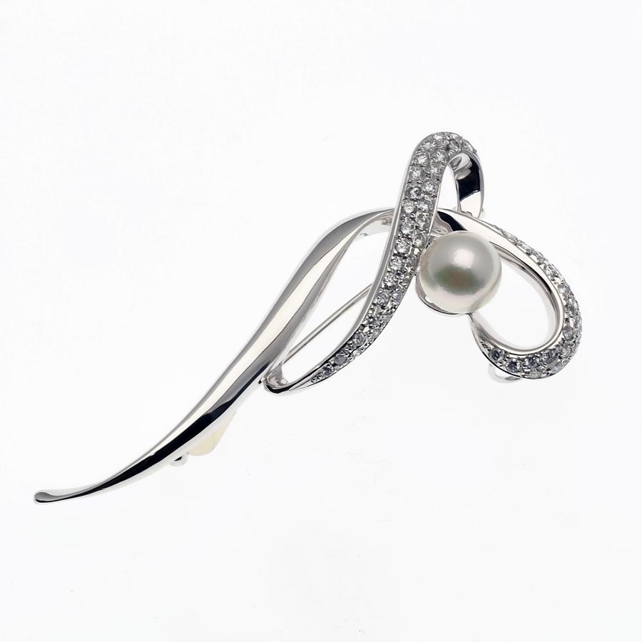 アコヤ本真珠　ブローチ プラチナ900 アコヤ本真珠 デザインブローチ 0.75ct天然