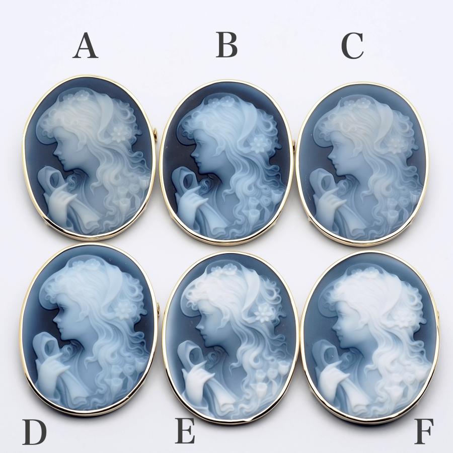 K18 メノウカメオ ペンダント ブローチ 35×45mm 18金イエローゴールド