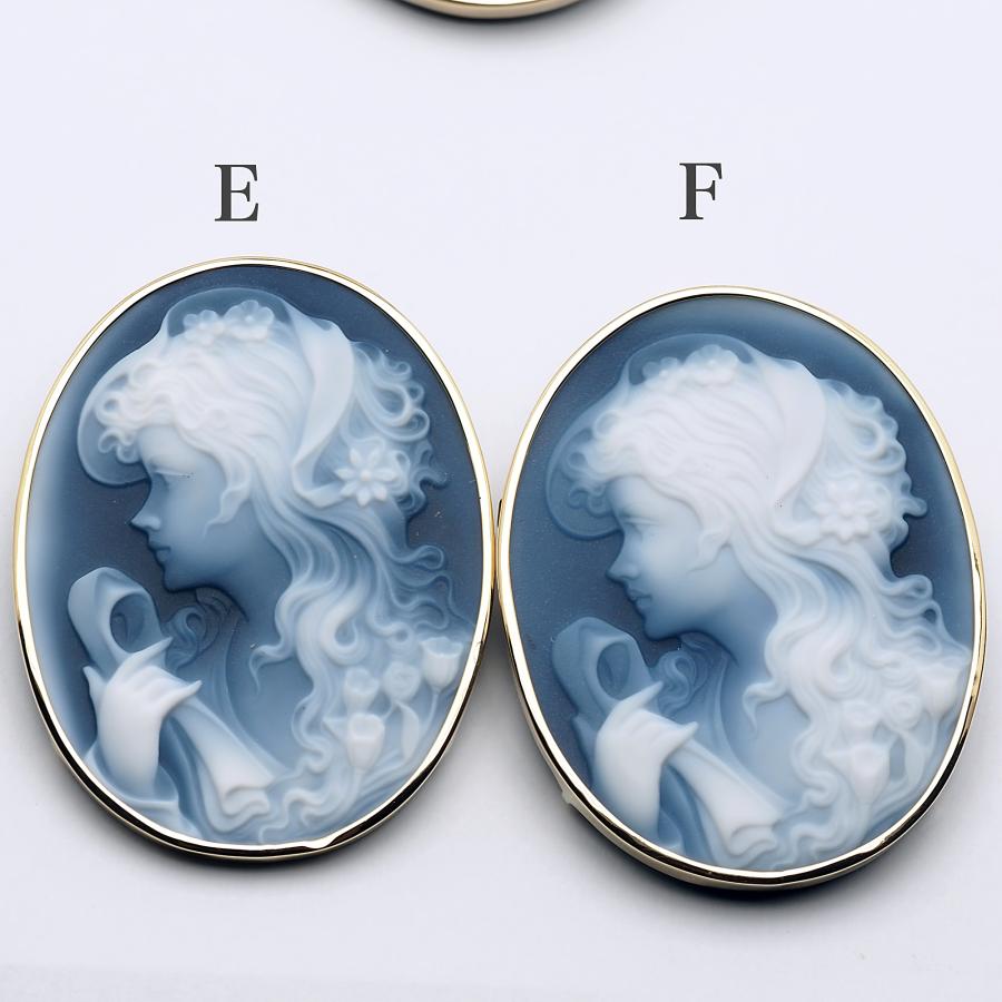 K18 メノウカメオ ペンダント ブローチ 35×45mm 18金イエローゴールド