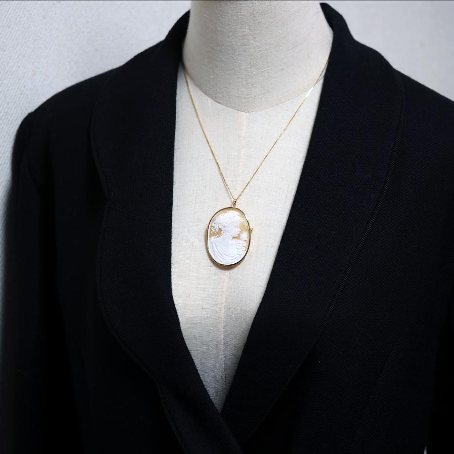 K18 ヴィンテージ シェルカメオ ペンダントブローチ 35×45mm 18 K18 ヴィンテージ シェルカメオ ペンダントブローチ 35×45mm 18