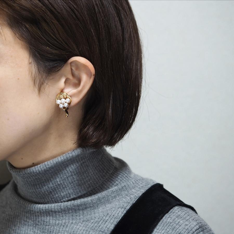 K18 アコヤ本真珠 リーフ クリップ イヤリング あこやパール 18