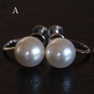 プラチナ850 アコヤ本真珠 準花珠 パール イヤリング ネジ式 8-8.5mm  