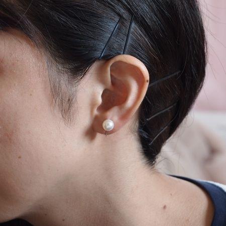 プラチナ850 アコヤ本真珠 準花珠 パール イヤリング ネジ式 8-8.5mm  