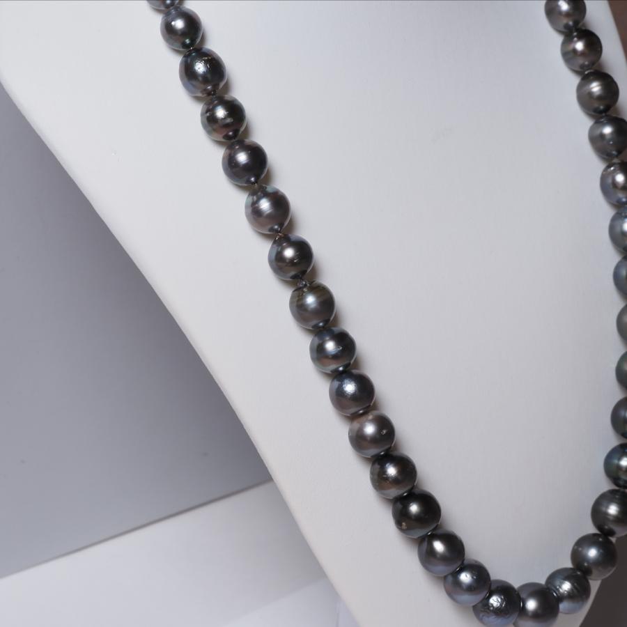 タヒチ真珠 パール ネックレス 57cm/8-12mm up 鑑別カード付き マルチ
