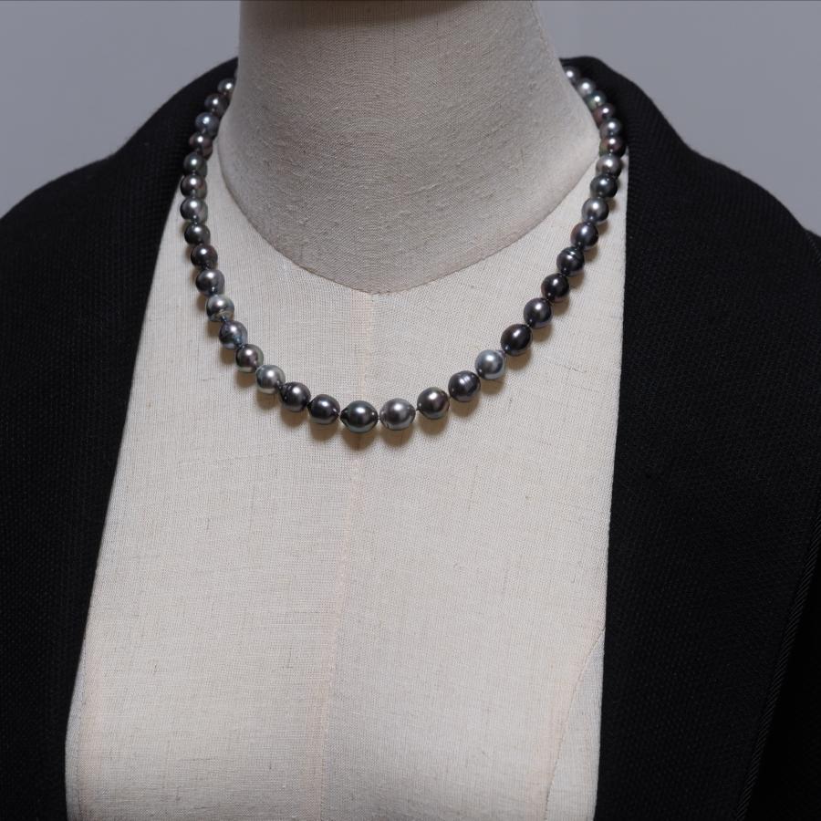 テリVERY GOOD タヒチ真珠 パール ネックレス 48cm/8-10.7mm up セミ