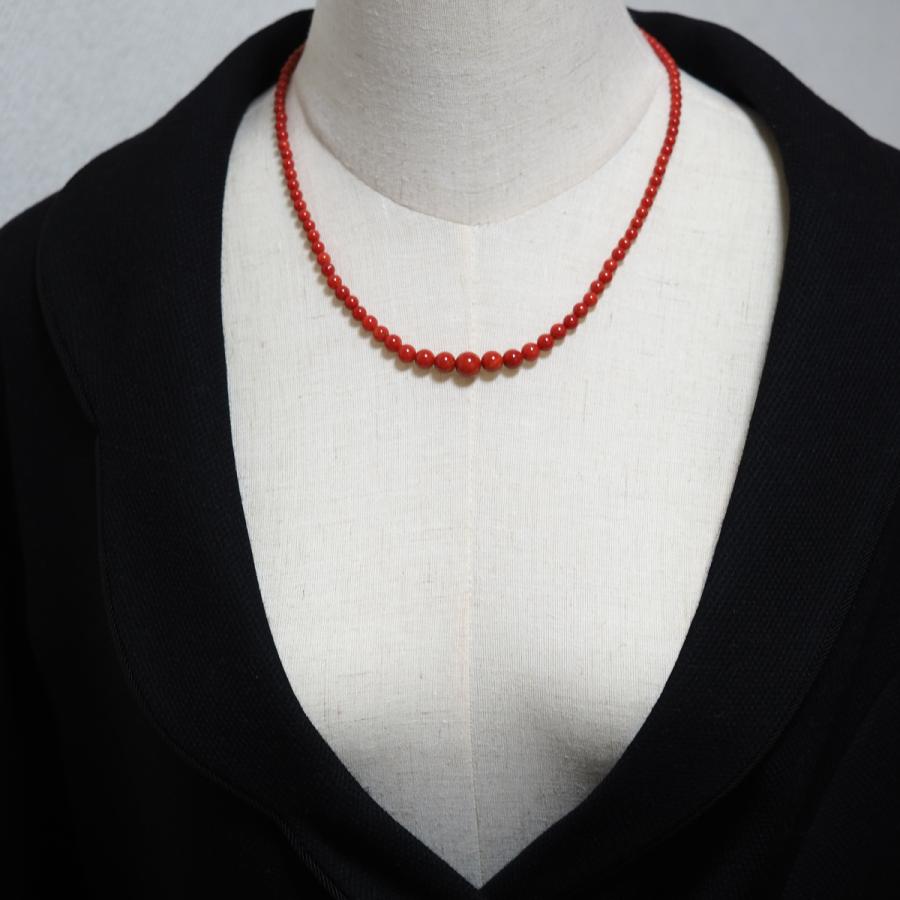 胡渡珊瑚 サイズグラデーション ネックレス 50cm 鑑別書付き ラウンド