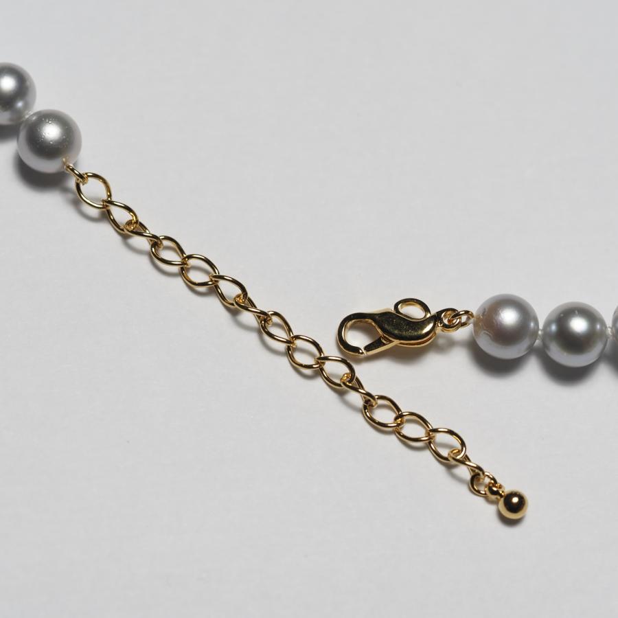 シルバー925 アコヤ本真珠 コバルトグレー パール ネックレス 46