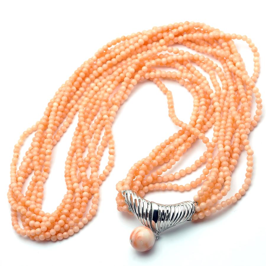 ワ*ン様 珊瑚アクセサリー プレゼントに人気】水晶と宝石珊瑚(ピンクサンゴ)のおまもり数珠・女性