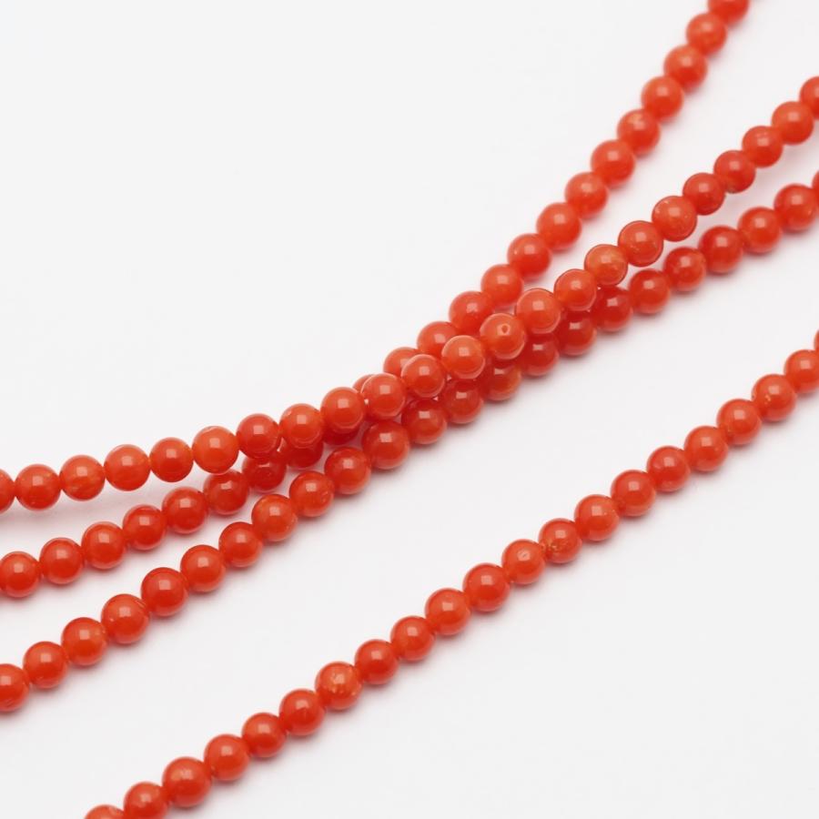 胡渡珊瑚 2連 レイヤーネックレス 朱系カラー 52cm 地中海産赤