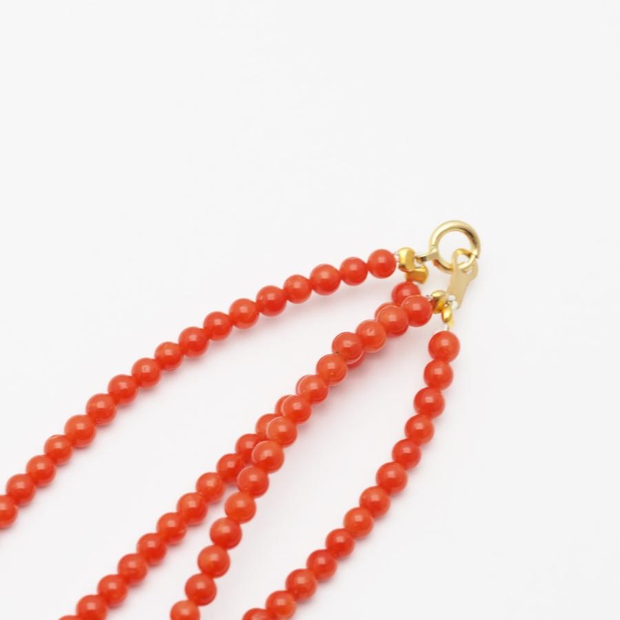 胡渡珊瑚 2連 レイヤーネックレス 朱系カラー 52cm 地中海産赤