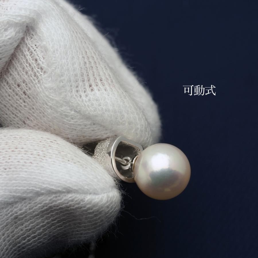K18WG アコヤ本真珠 シリンダー ペンダントトップ ダイヤモンド付き あこやパール 18金ホワイトゴールド 個性的 ギフト プレゼント 高見え 日本製_3