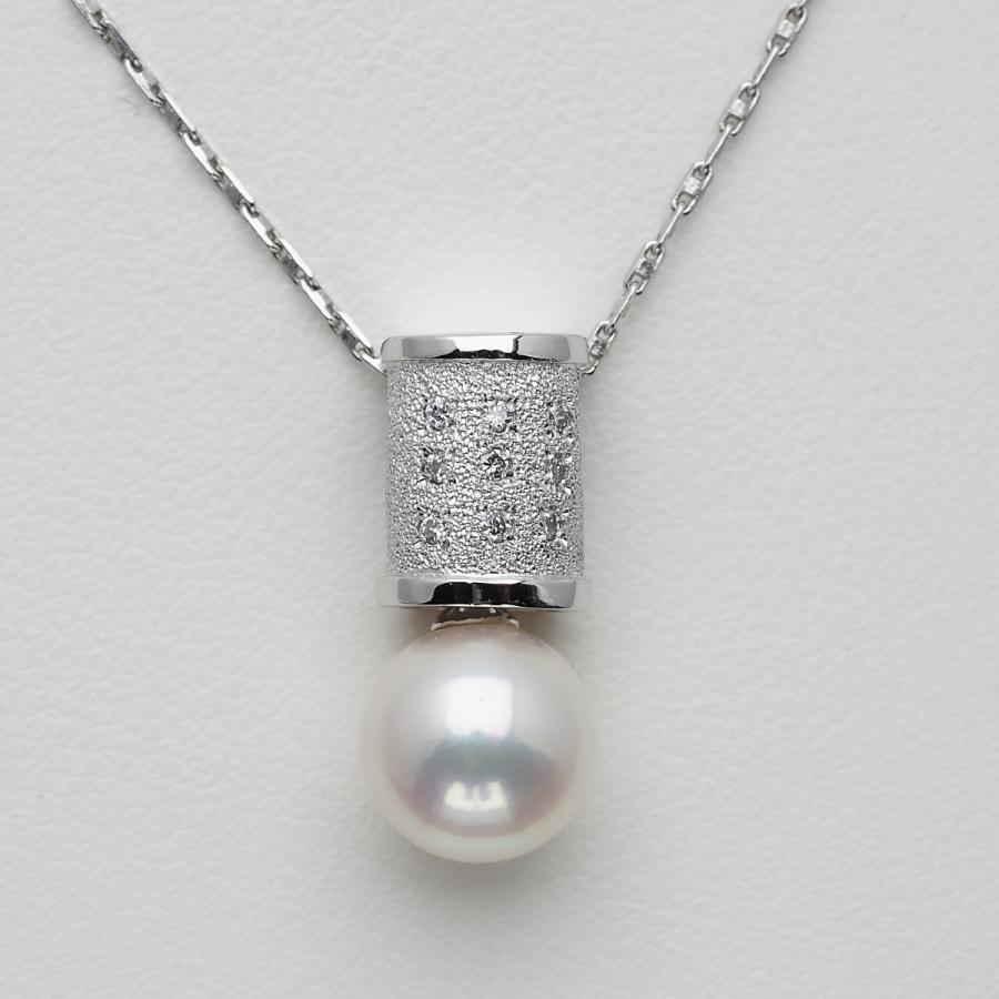 K18WG アコヤ本真珠 シリンダー ペンダントトップ ダイヤモンド付き あこやパール 18金ホワイトゴールド 個性的 ギフト プレゼント 高見え 日本製_6