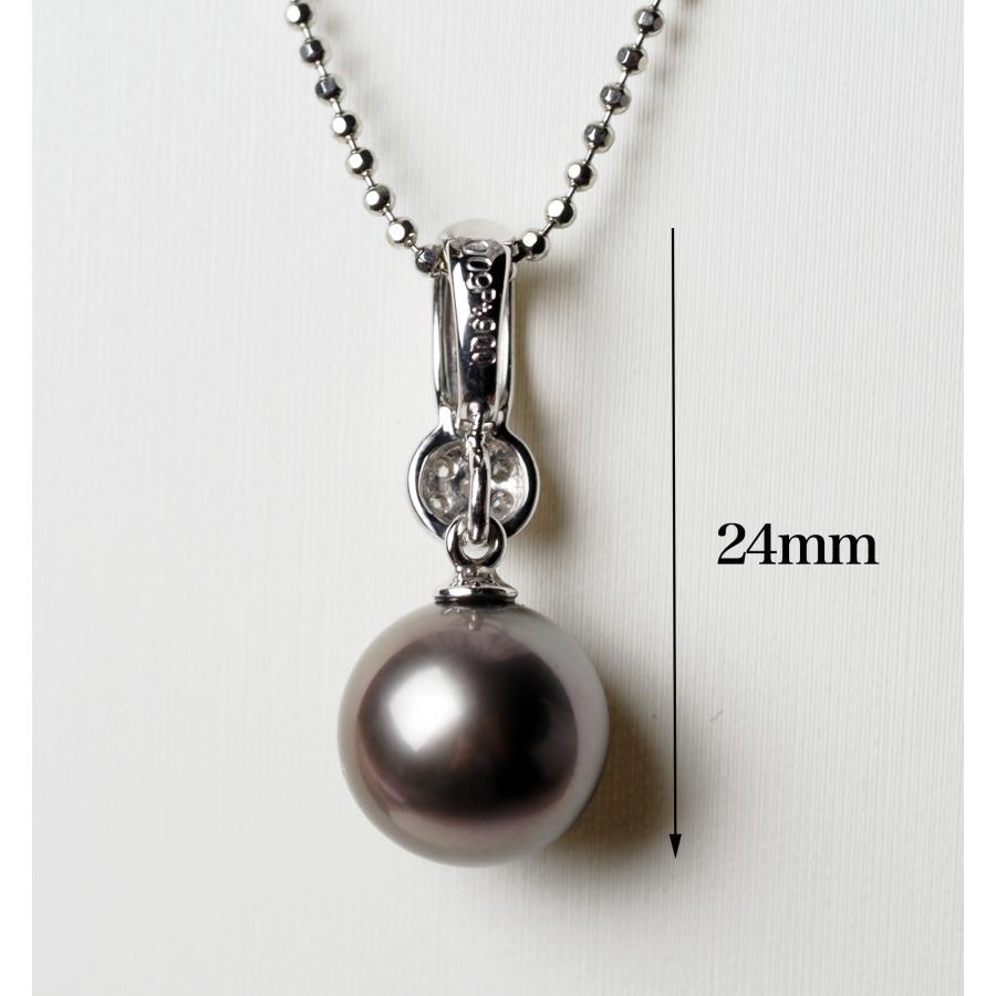 プラチナ900 タヒチ真珠 ペンダントトップ パープルグレー 9.8mm 黒蝶 