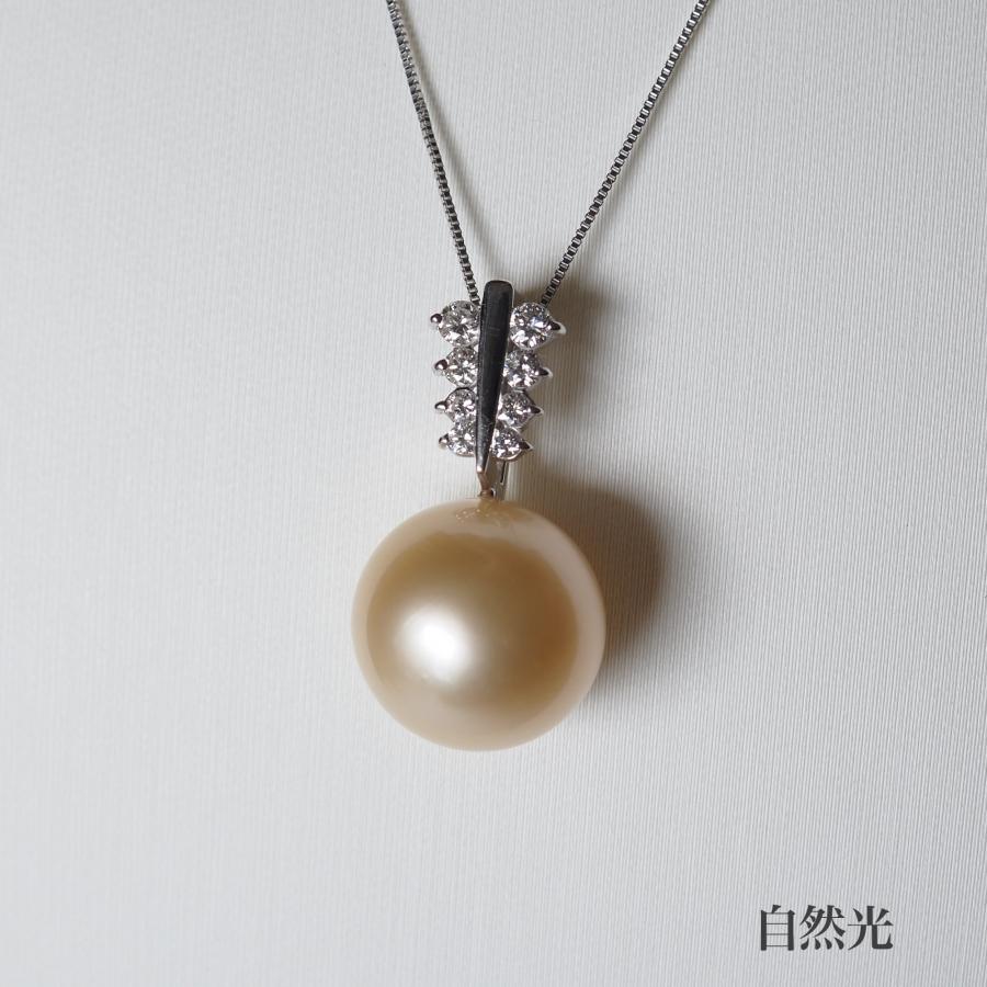 【もりごんさま専用】ペンダントトップ 南洋パール K18WG 0.12カラット K18WG 南洋真珠 ナチュラルシャンパンゴールド ペンダントトップ