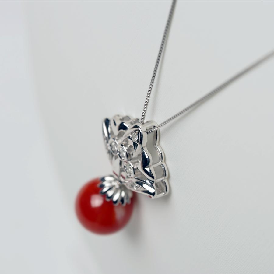 K.jewel] プラチナ900 血赤珊瑚 ダイヤモンド ペンダントトップ 鑑別書