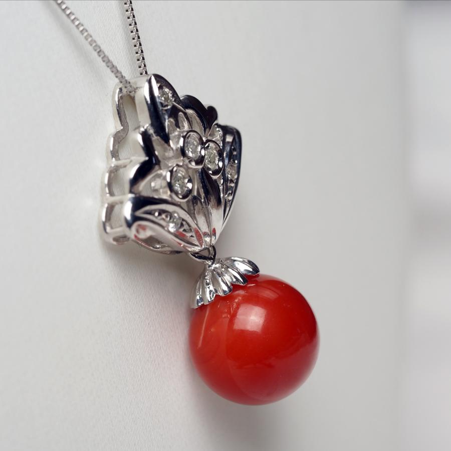 Pt900 天然 珊瑚 サンゴ 9mm 14号 血赤 美品4.5g