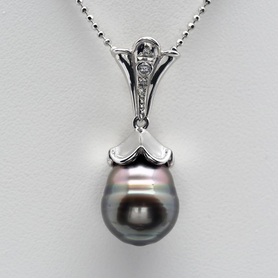 プラチナ900 タヒチ真珠 ペンダントトップ 12mm up/ブラック系 