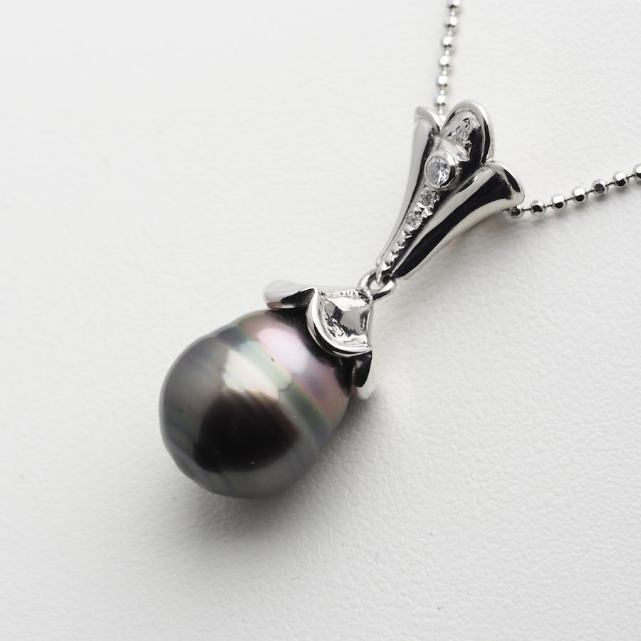 プラチナ900 タヒチ真珠 ペンダントトップ 12mm up/ブラック系