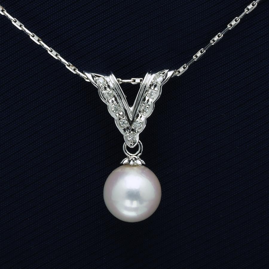 K18WG ネックレストップ　真珠　ダイヤモンド付き　アクセサリー　小物 真珠 ネックレス パール トップ ダイヤ あこや真珠 k18 ホワイト