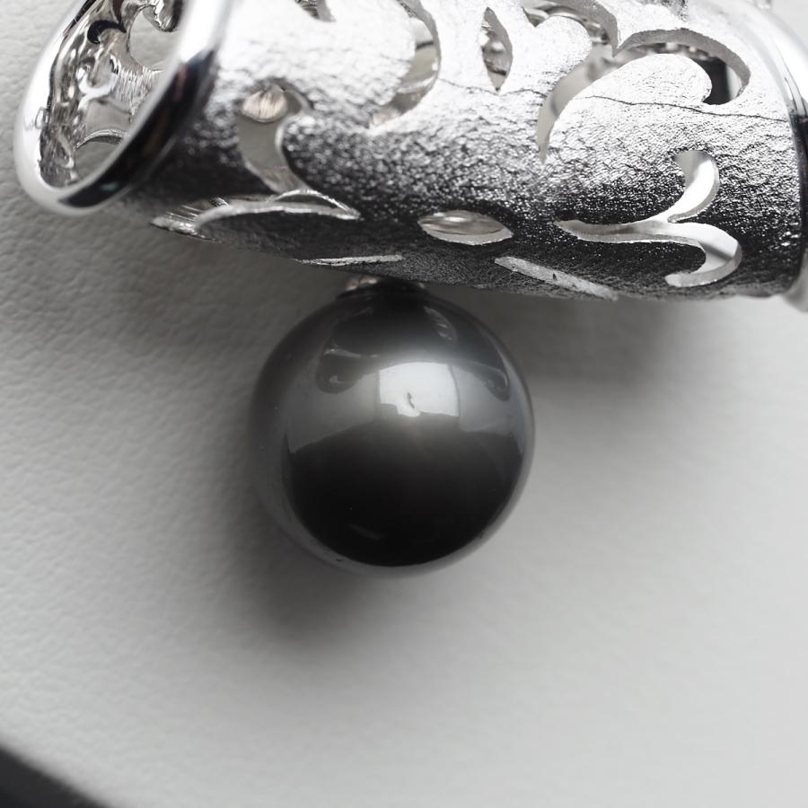 ブラックパールネックレス　k14wg K14wg ブラックパール ネックレストップ 本真珠
