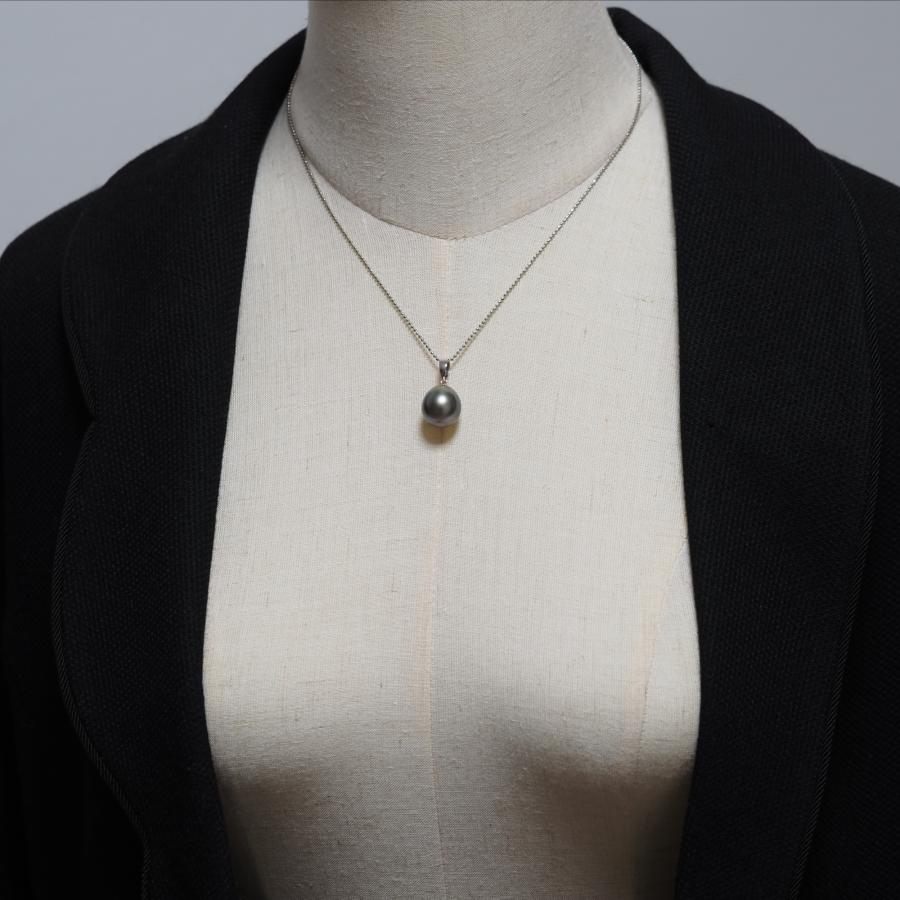 K14WG タヒチ真珠 ペンダントトップ 特大グレー系 13.5mm up  