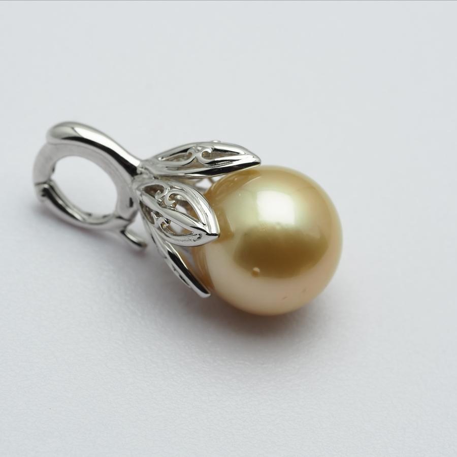 シルバー925 南洋真珠 ナチュラルゴールド クリッカーペンダント