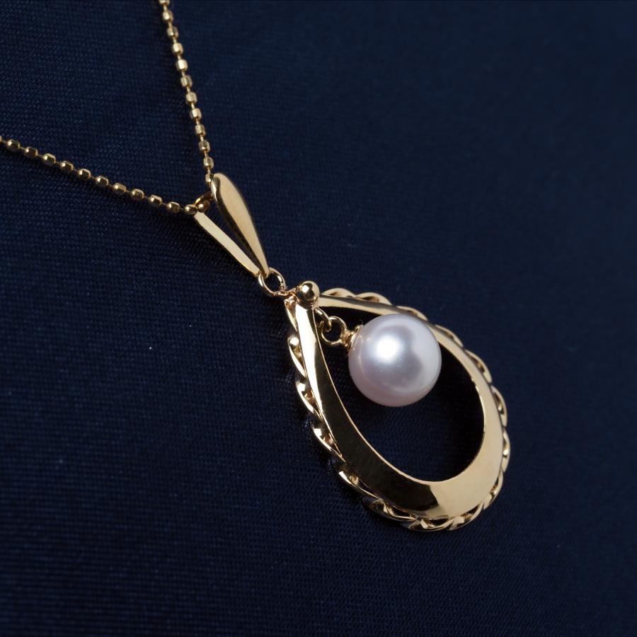 K18イエローゴールド　アコヤ真珠ペンダントネックレス　本真珠　 パール K18 アコヤ本真珠 ペンダントトップ あこやパール 18金イエロー