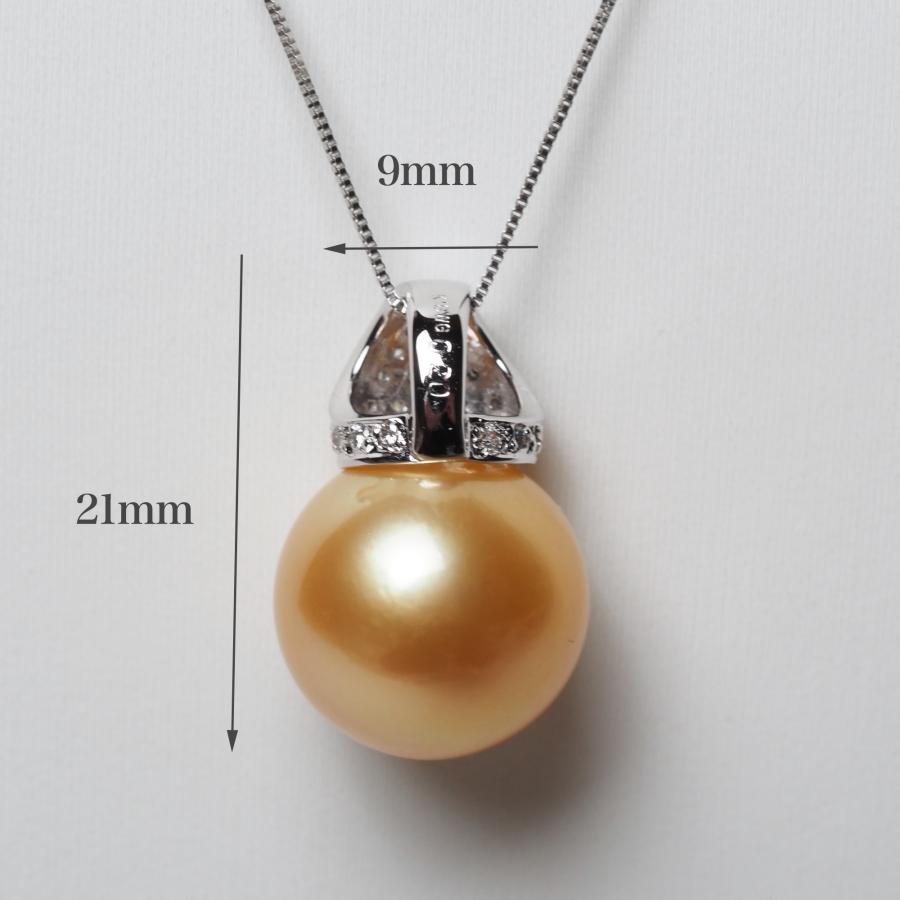K18WG 南洋真珠 ナチュラルゴールド ペンダントトップ 13.5mm 鑑別書付き 白蝶パール 18金ホワイトゴールド 大珠 大ぶり 大きめ ギフト 普段使い 日本製の画像