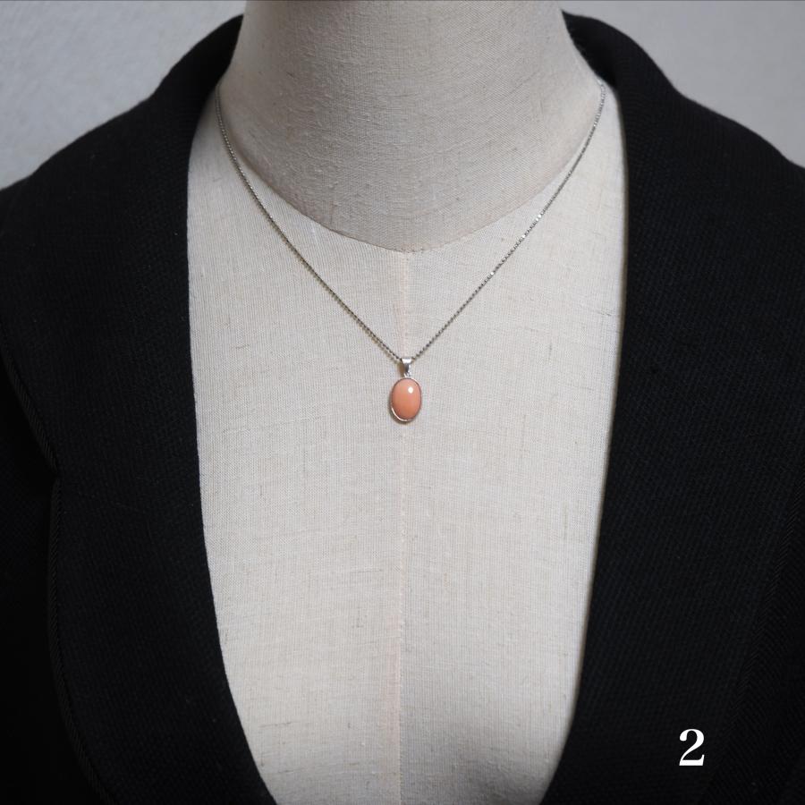 シルバー925 深海珊瑚 ガーネ ペンダントトップ オーバル 10×14mm up 