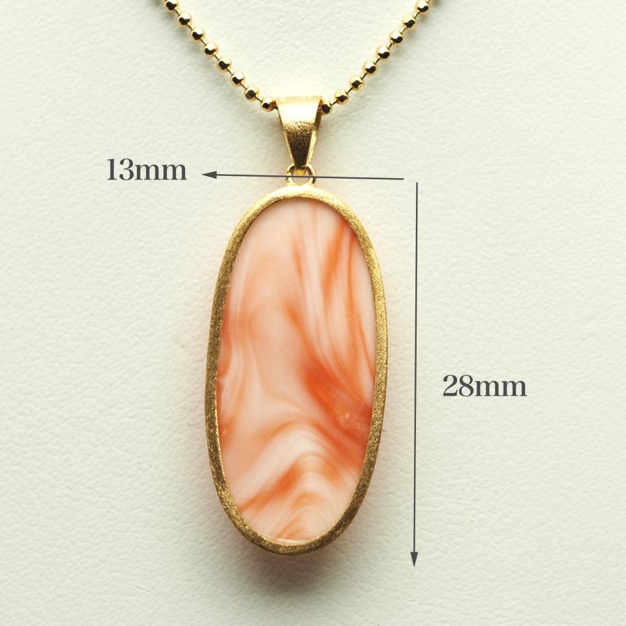 シルバー925 深海珊瑚 ペンダントトップ スレンダーオーバル 13×28mm