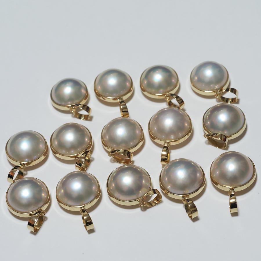 K18 マベ真珠 ペンダントトップ 13-14.5mm 奄美産 パール 18金イエロー  