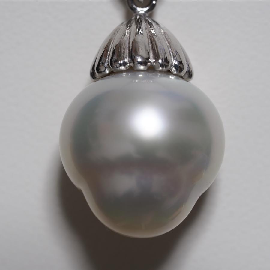 パール ペンダント PT900 プラチナ900 南洋真珠 特大バロック ペンダントトップ 白蝶