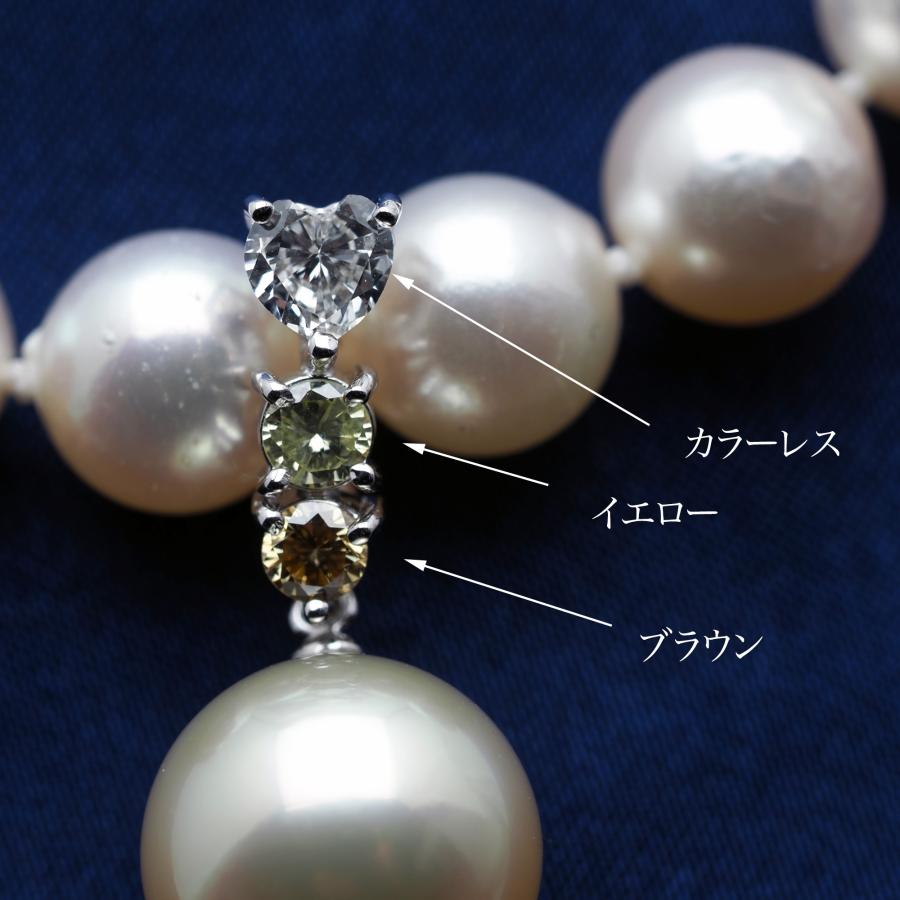 K18WG 南洋真珠 トリカラーダイヤモンド クリッカーペンダント 11.5mm/ナチュラルシャンパンゴールド 白蝶パール 大ぶり ギフト 普段使い 入学式 卒業式 日本製の画像
