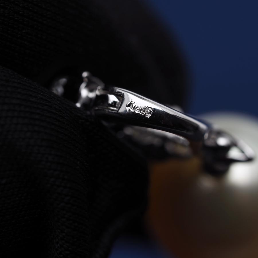 K18WG 南洋真珠 トリカラーダイヤモンド クリッカーペンダント 11.5mm/ナチュラルシャンパンゴールド 白蝶パール 大ぶり ギフト 普段使い 入学式 卒業式 日本製の画像