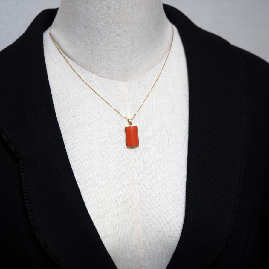 K18 桃色珊瑚のペンダントトップ