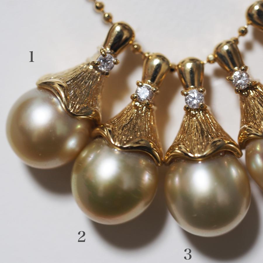 k18南洋パールラウンドシャンパンカラー、ダイヤモンド付きペンダントトップ k18南洋パールラウンドシャンパンカラー、ダイヤモンド付き