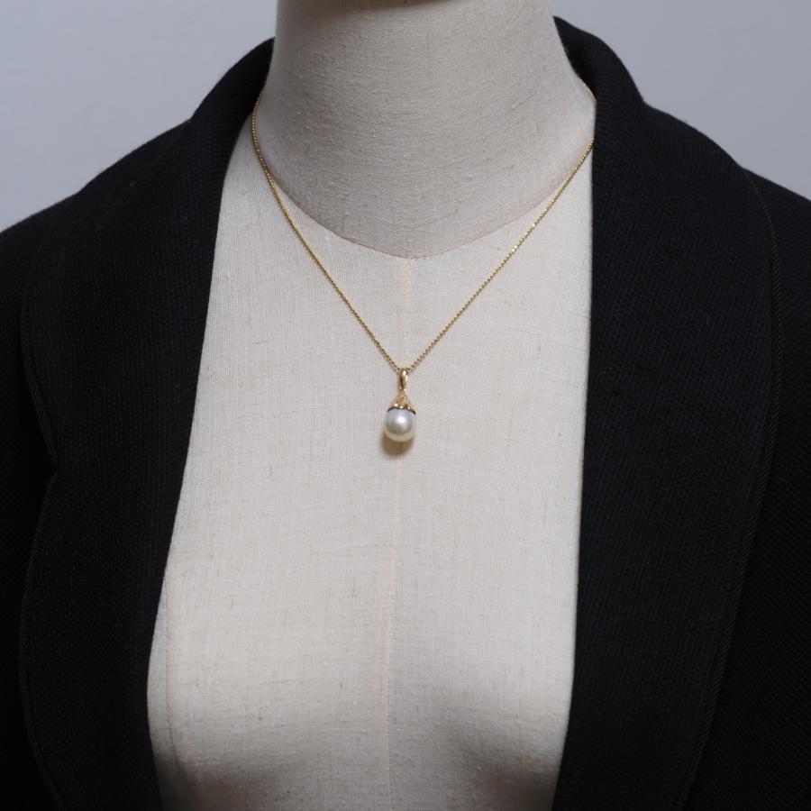 K18 南洋真珠 ペンダントトップ バイカラーバロック 11mm up 白