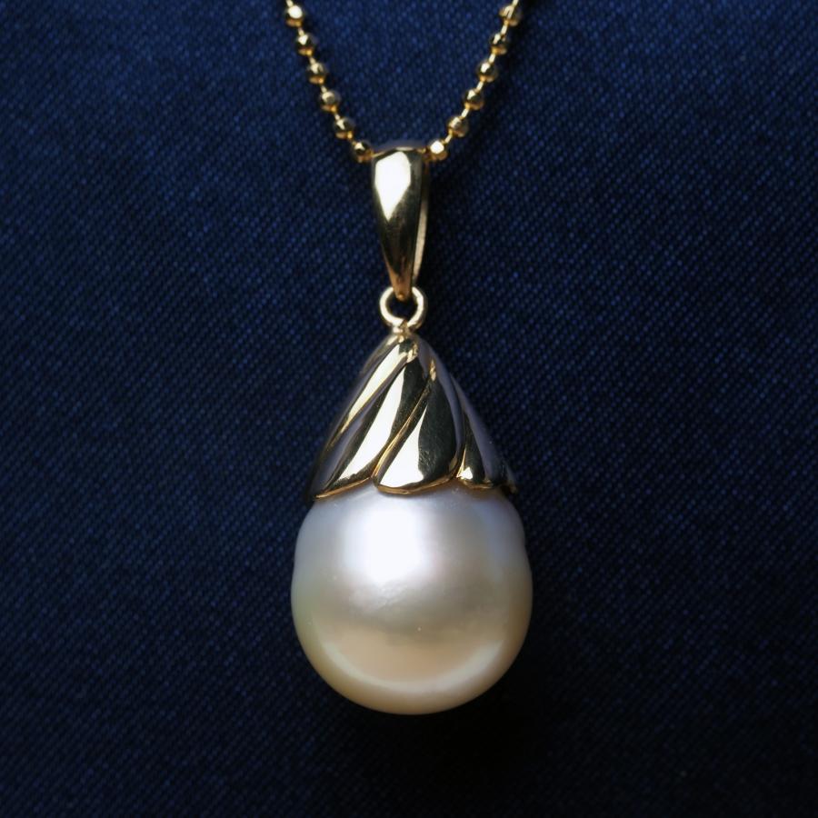 K18 バロックパール 南洋真珠 K18 南洋真珠 ペンダントトップ バイカラーバロック 11mm up 白